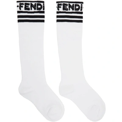 Fendi Black And White Joshua Vides Edition Terry Socks In F05wl Wh/bk