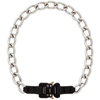 ALYX 1017 ALYX 9SM SILVER CHAIN AND LEATHER BUCKLE NECKLACE