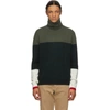 JW ANDERSON JW ANDERSON GREEN KNITTED COLORBLOCK TURTLENECK
