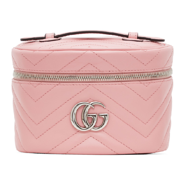 Gucci Pink Gg Marmont 2.0 Zip Around Cosmetic Bag | ModeSens