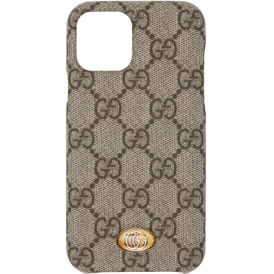 Gucci Brown Ophidia Gg Supreme Iphone 11 Case In Brown