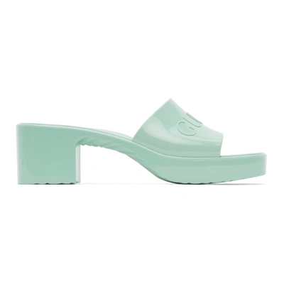 Gucci Green Rubber Slide Sandals In 3926 Green