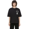 AMI ALEXANDRE MATTIUSSI AMI ALEXANDRE MATTIUSSI BLACK OVERSIZED LOGO PATCH T-SHIRT