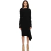 MARQUES' ALMEIDA BLACK RIB KNIT DRAPED DRESS