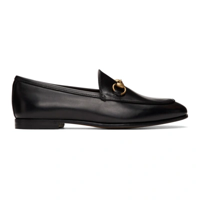 Gucci Polished Black Leather Loafers With Gold-tone Hardware