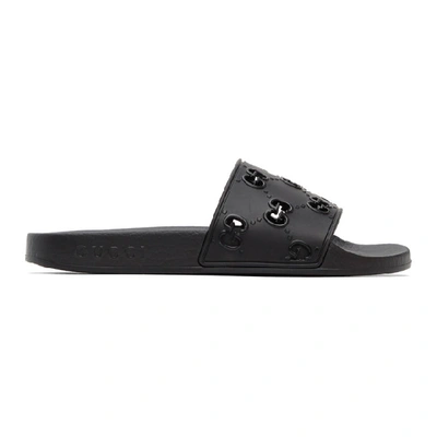 Gucci Pursuit Gg Black Rubber Sliders