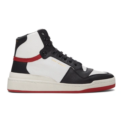 Saint Laurent Sl24 Panelled High-top Trainers In Black,white,red