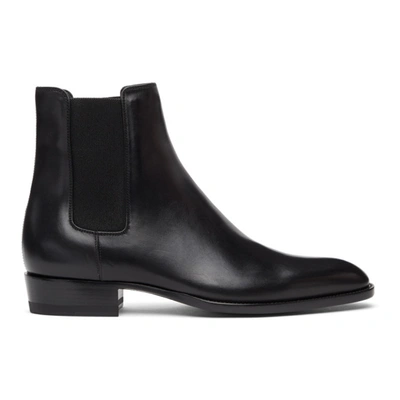 Saint Laurent Wyatt Calf Leather Chelsea Boots In Black