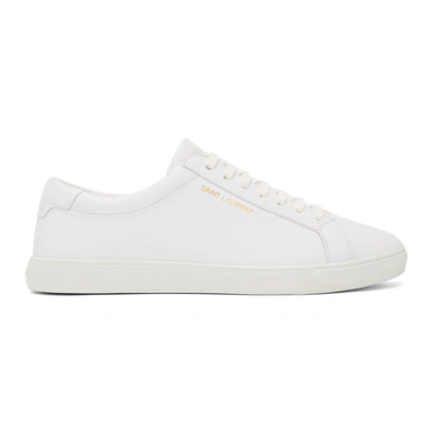 Saint Laurent Snake-effect Low-top Trainers In White