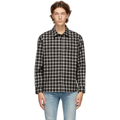 Saint Laurent Checked Wool-blend Flannel Shirt In Black