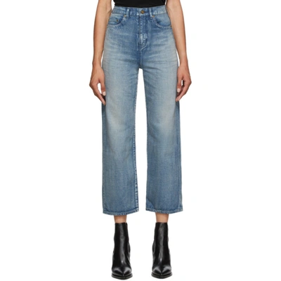 Saint Laurent Blue Denim Original High-rise Jeans In Light Blue