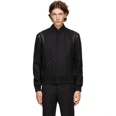 Saint Laurent Black Wool Teddy Bomber Jacket