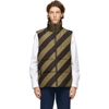 FENDI REVERSIBLE TAN & BLACK DOWN 'FOREVER FENDI' PUFFER VEST