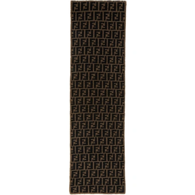 Fendi Brown And Black Wool Forever  Scarf In F0qe1 Tobac