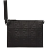 FENDI BLACK 'FOREVER FENDI' EMBOSSED POUCH