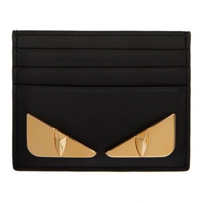 Fendi Black & Gold Bag Bugs Card Holder In F0kur Neror