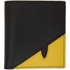 FENDI BLACK & YELLOW CORNER BUGS BIFOLD WALLET