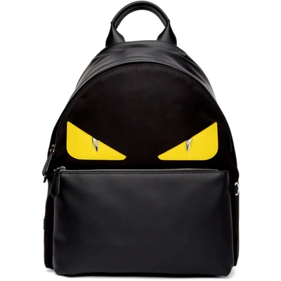 Fendi Bag Bugs Black & Yellow Leather & Nylon Backpack