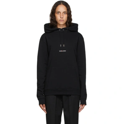 Saint Laurent Printed Cotton-jersey Hoodie In Noir Blanc