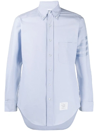 Thom Browne Light Blue Oxford Satin Weave 4-bar Oversized Shirt