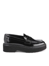 TOD'S TOD'S POLISHED LEATHER LOAFERS IN BLACK