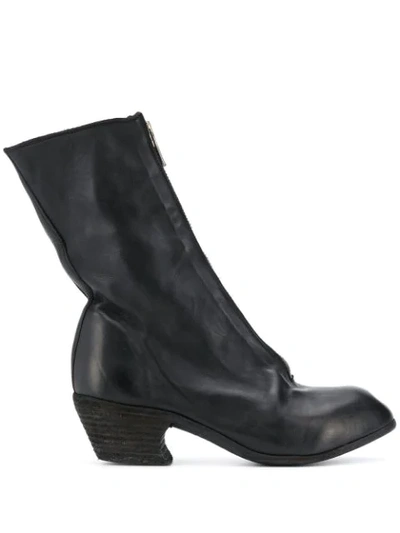 Guidi Front Zip High Heel Boots In Black