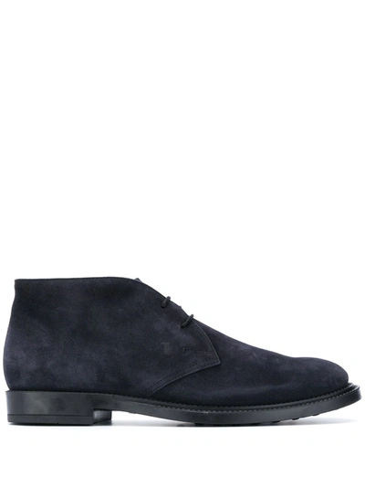 Tod's Suede Desert Boots In Blue