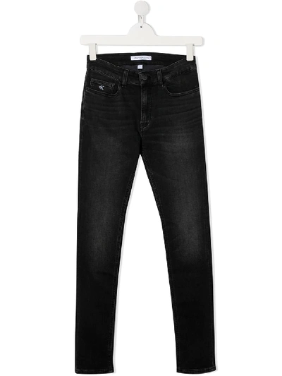 Calvin Klein Teen Mid-rise Slim-fit Jeans In Grey