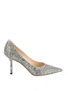 Jimmy Choo Womens Champagne Romy 85 Glittered Courts Eur 35.5/2.5 Uk In Green