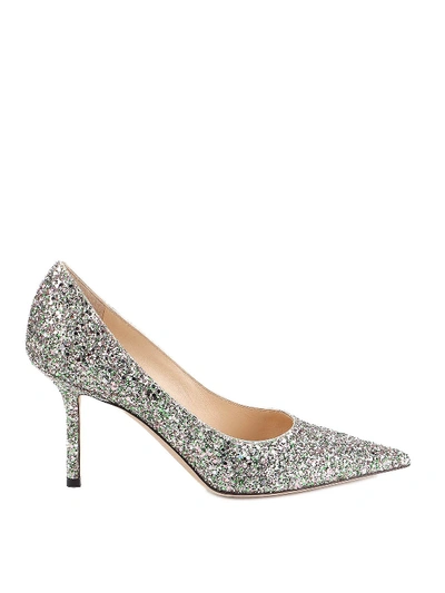 Jimmy Choo Womens Champagne Romy 85 Glittered Courts Eur 35.5/2.5 Uk In Silver