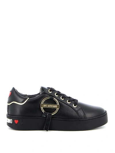 Love Moschino Logo Plaque-embellished Sneakers In Black