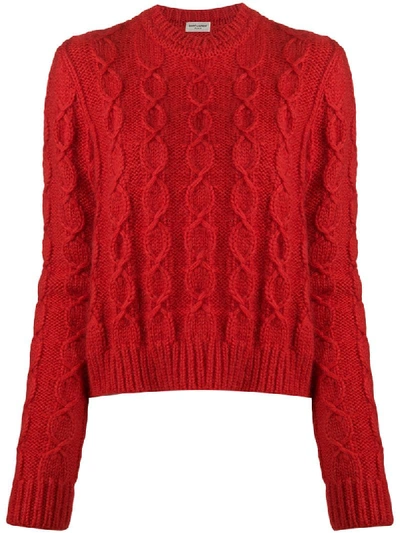 Saint Laurent Knitted Jumper In Red