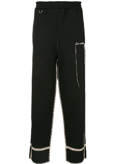 Doublet Whipstitching-trim Logo Trousers In Black