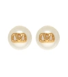 Valentino Gold Faux-pearl Vlogo Earrings In White