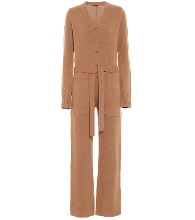 Joseph Ribbed-knit Wool Jumpsuit In Brown
