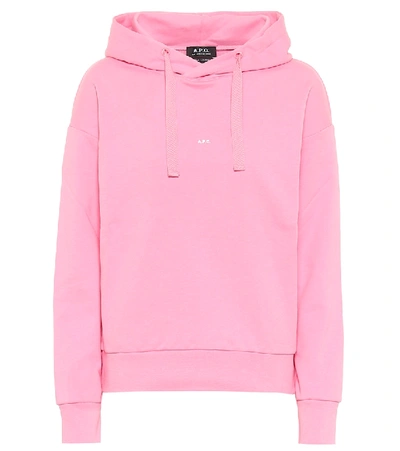 Apc Christina Logo Cotton Jersey Hoodie In Pink