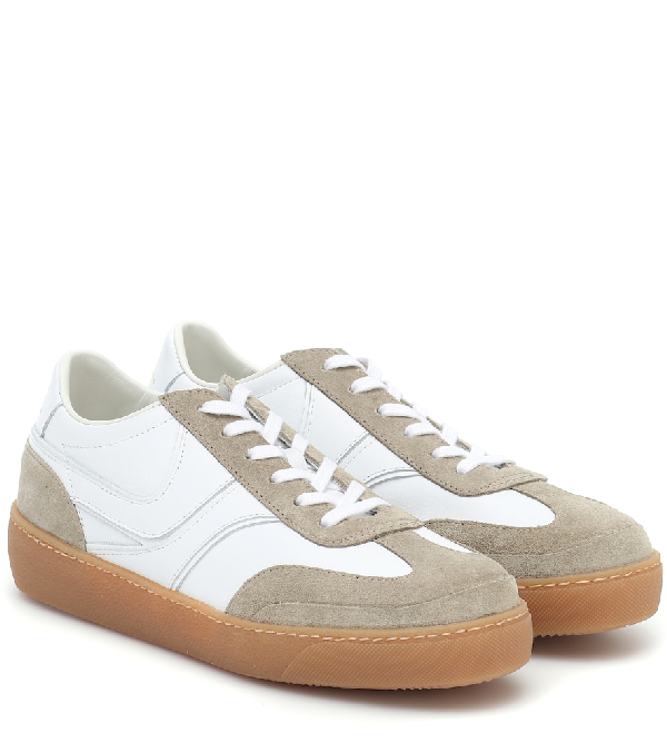 Dries Van Noten Leather And Suede Sneakers In White | ModeSens