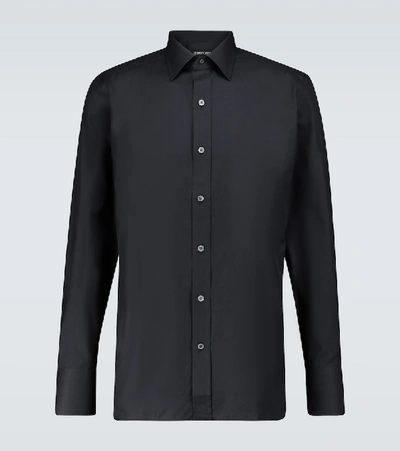 Tom Ford Long-sleeved Cotton Shirt In Black