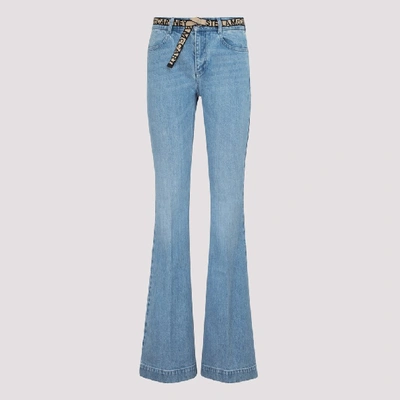 Stella Mccartney Eco Denim Flared Jeans W/logo Belt In Blue