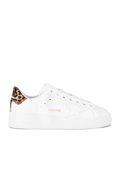 Golden Goose Pure Star Sneaker In White & Brown Leopard