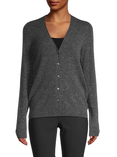 Saks Fifth Avenue V-neck Cashmere Cardigan Sweater In Stone Heather