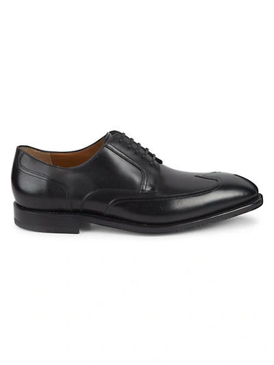 Ferragamo Lucky Cap Toe Leather Oxford Shoes In Nero