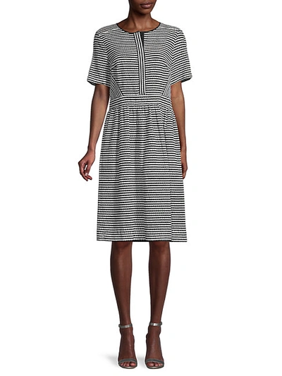 Burberry Striped Cotton Broderie Dress In Black
