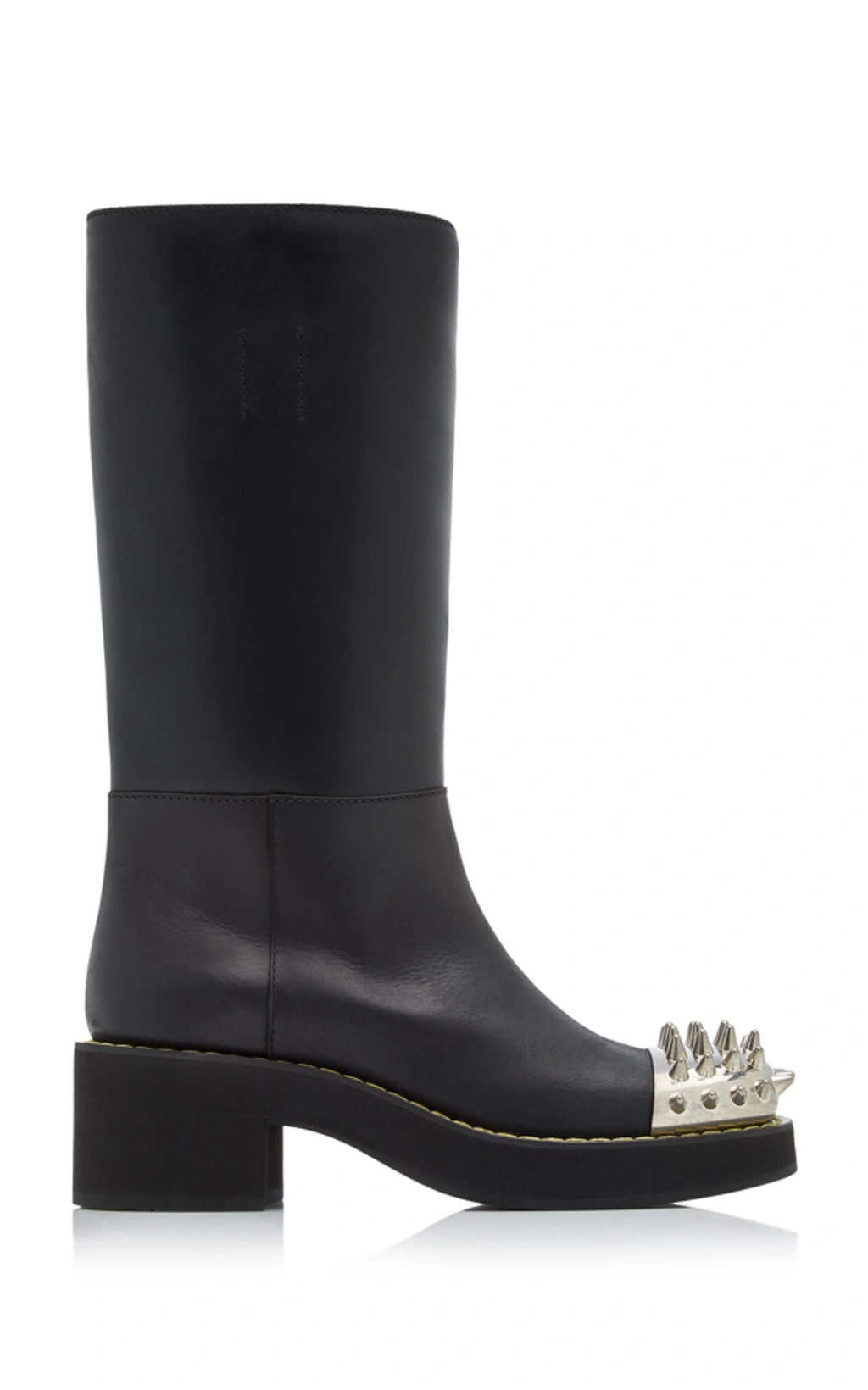 Miu Miu Studded Leather Boots In Black | ModeSens