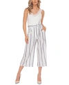 BLACK TAPE STRIPED BELTED CULOTTE PANTS