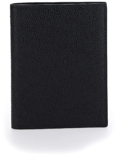 Thom Browne Pebble Grain Leather Passport Holder In Black