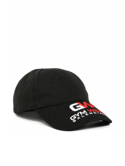 Balenciaga Logo Gym刺绣棉质棒球帽 In Black