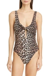 GANNI LEOPARD PRINT ONE-PIECE SWIMSUIT,A2624