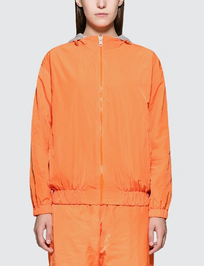 Sjyp Reversible Hoodie Zip Up In Orange