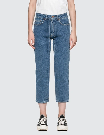 Aalto Cropped Straight Fit Jeans With Pleats In Blue